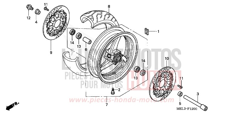 ROUE AVANT von CBR1000RR "Fireblade" BLACK (NH1E) von 2004